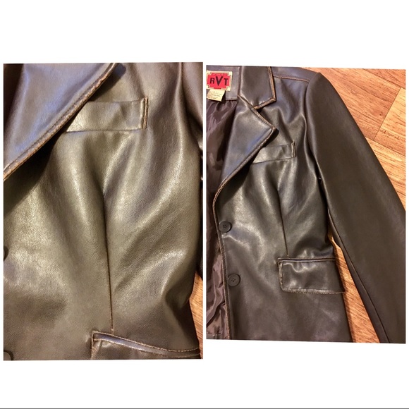 ❌SOLD❌ Brown Faux Leather Jacket - Picture 5 of 6